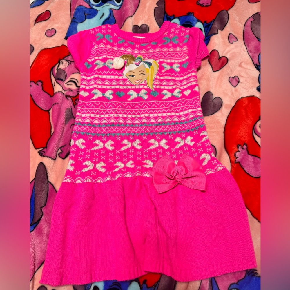 Nickelodeon Pink Knit Dress with Character Design jojo size M (6-6x)
